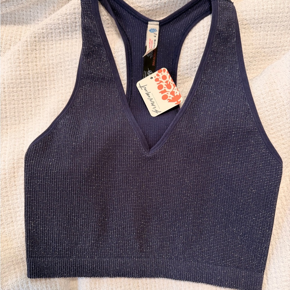 FP Movement - Navy Crop Top w/Silver Sparkle